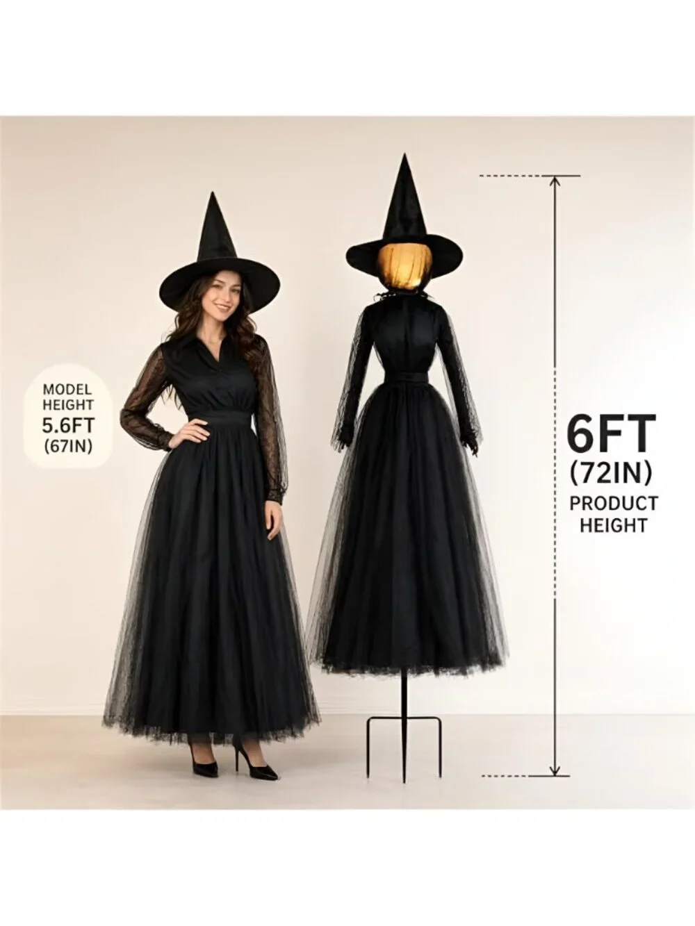 Halloween Witch Decorations Outdoor, 6 FT Set of 3 Holding Hands Witches Stakes